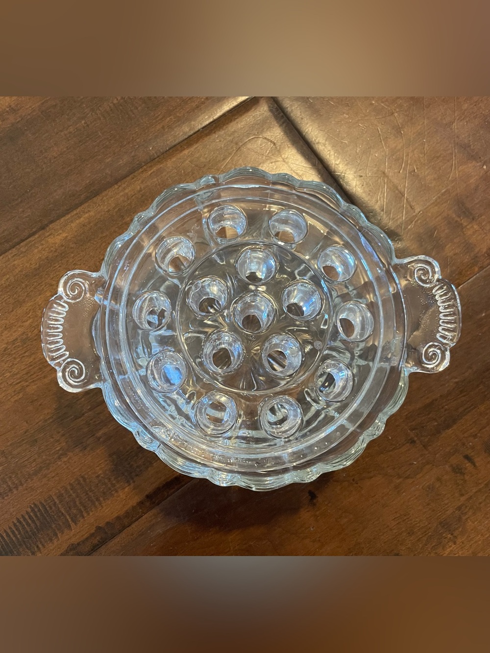 Flower Frog Bowl- clear glass